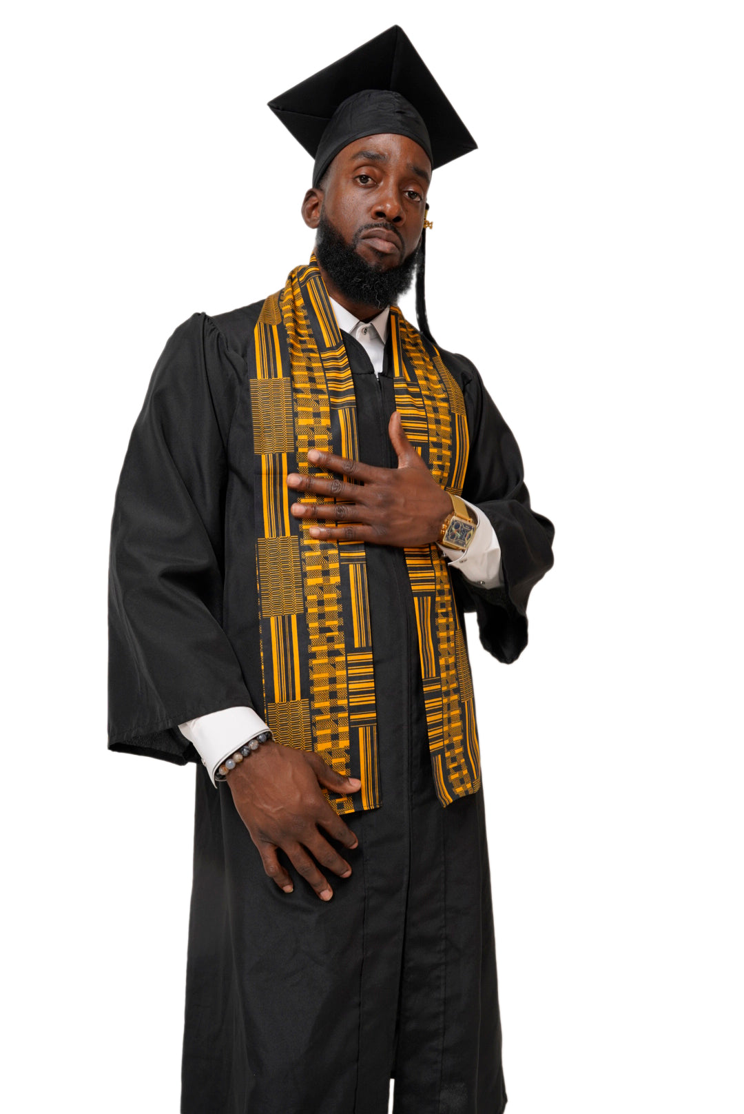Gold Kente African Print Graduation Stole/Sash DP4091S1、mySite、solidvoid
