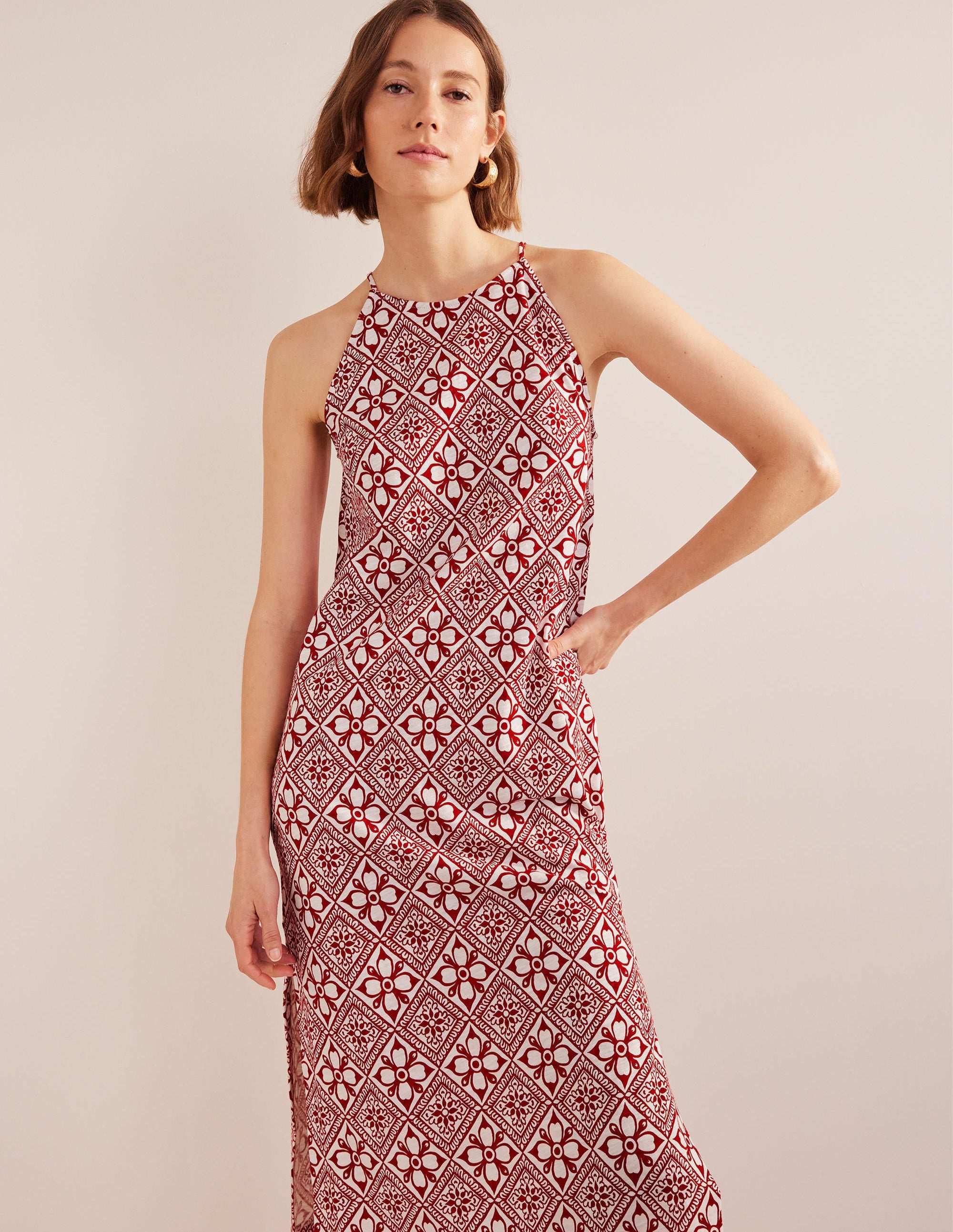  Racer Neck Jersey Midi Dress-Poinsettia, Block Pome、mySite、ashleygrahame