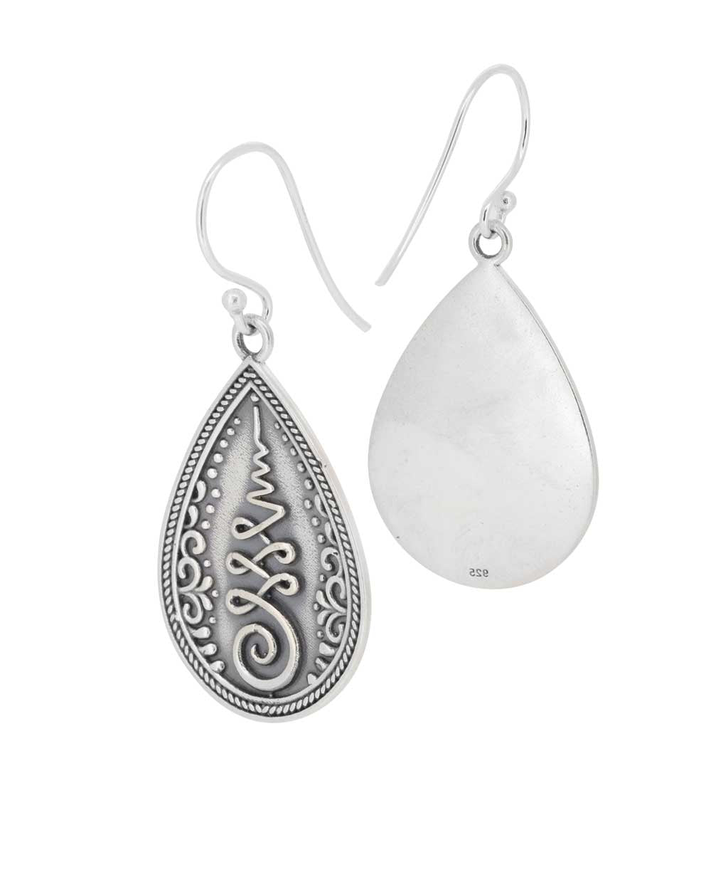 Teardrop Unalome Sterling Silver Earrings、mySite、topwebapps