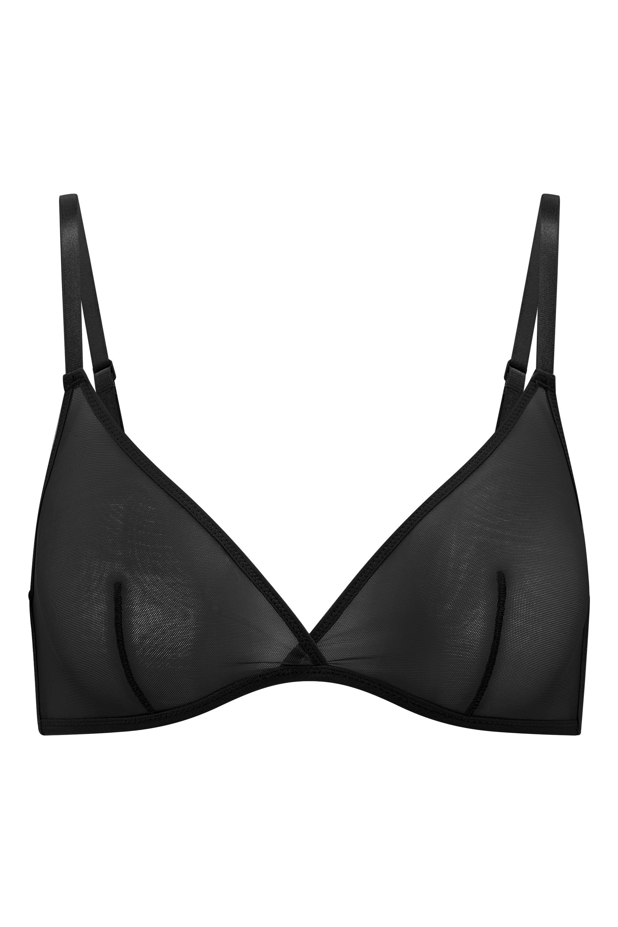 Soft Mesh Single Layer Triangle Bra in Black、mySite、solidvoid