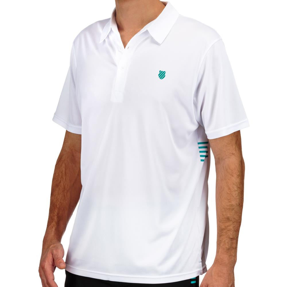 K-Swiss Men's BB Two Tone Oxford Polo White/Green