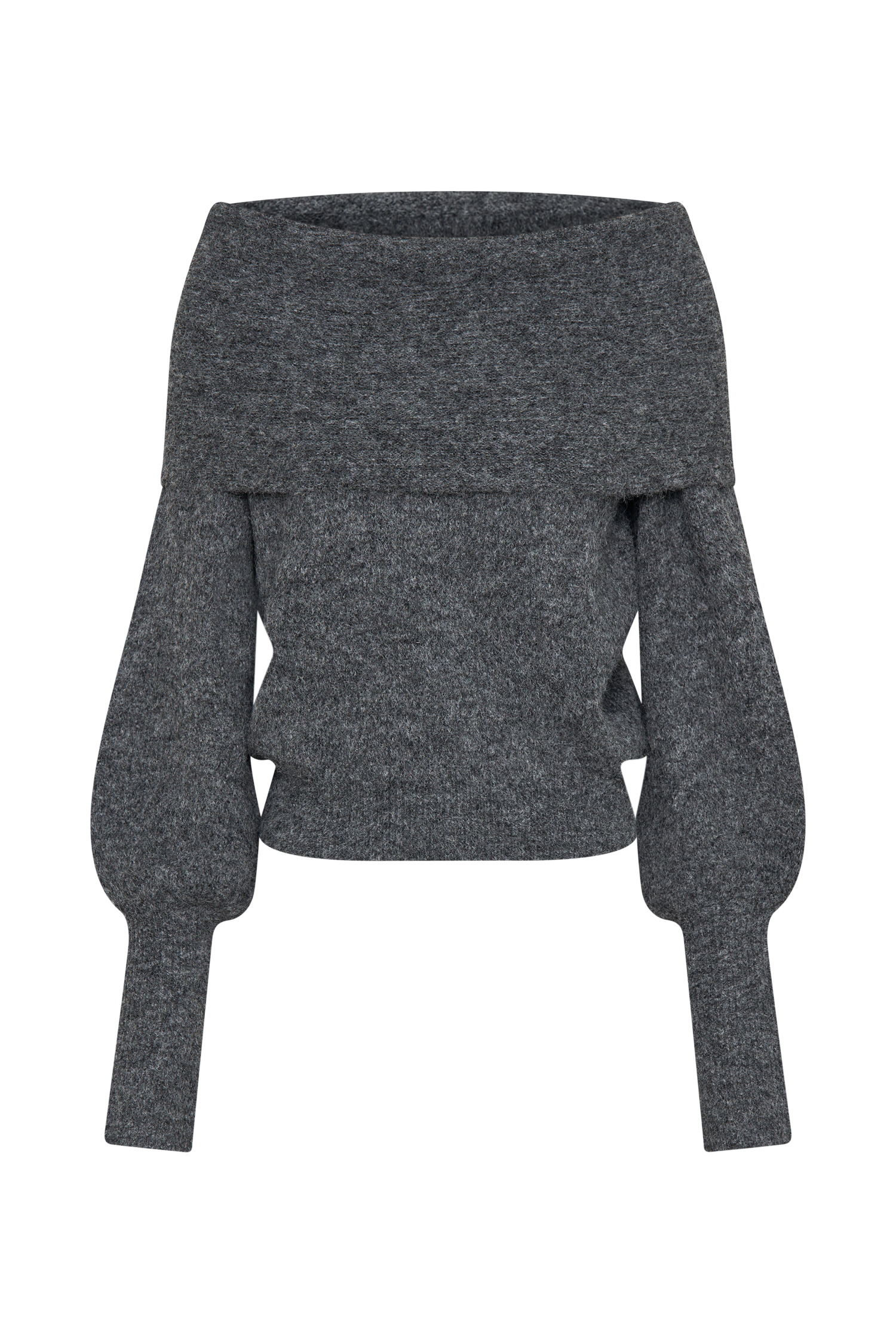 Charlotte Off Shoulder Knit Long Sleeve Top - Charcoal Marle、mySite、solidvoid