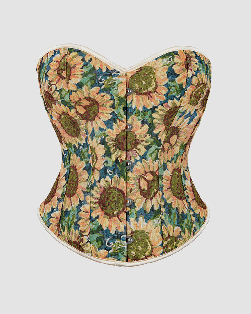 1930s 12 Boned Cotton Sunflower Corset、mySite、bengalsvssteelers