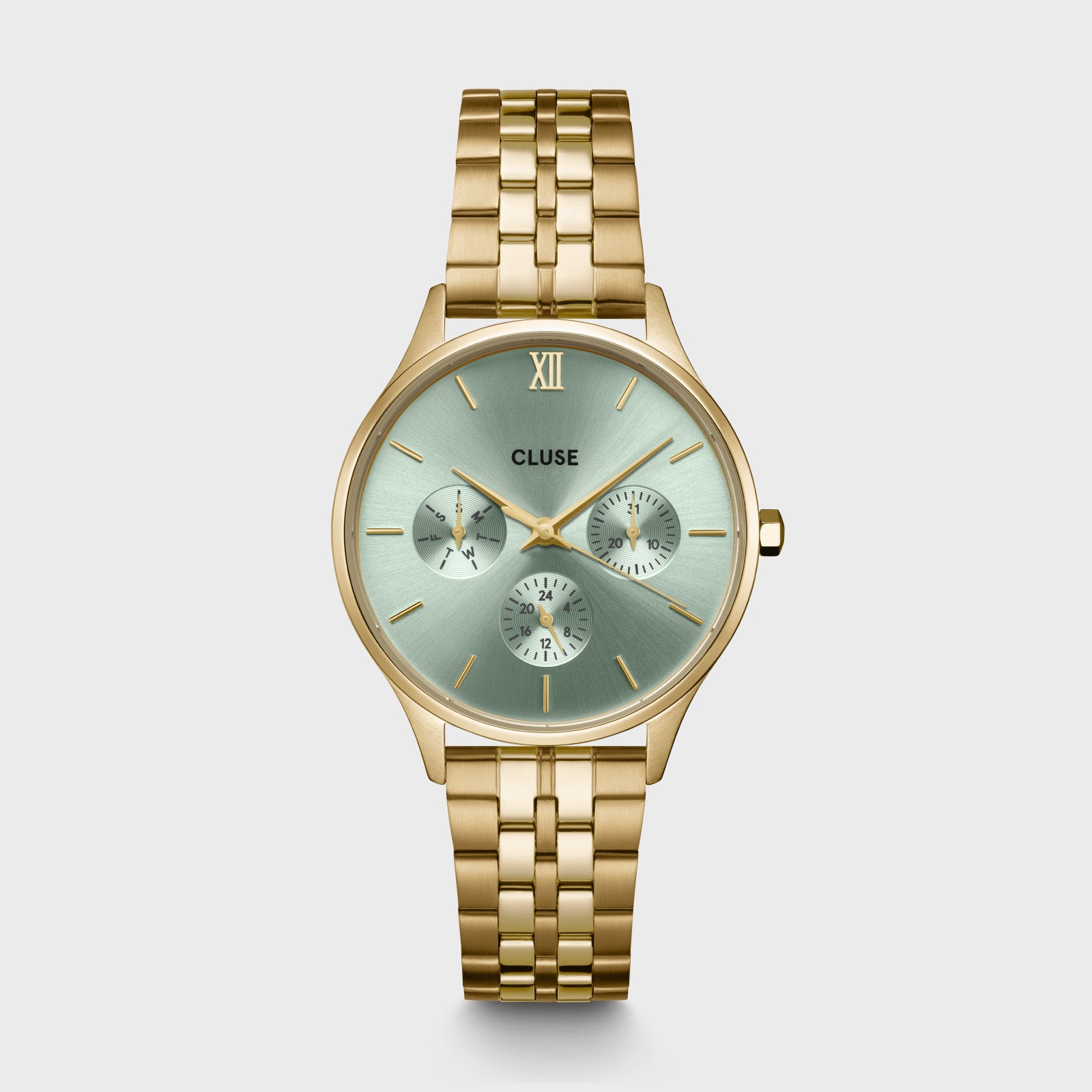  Minuit Multifunction Watch Steel, Sage Green, Gold Colour
