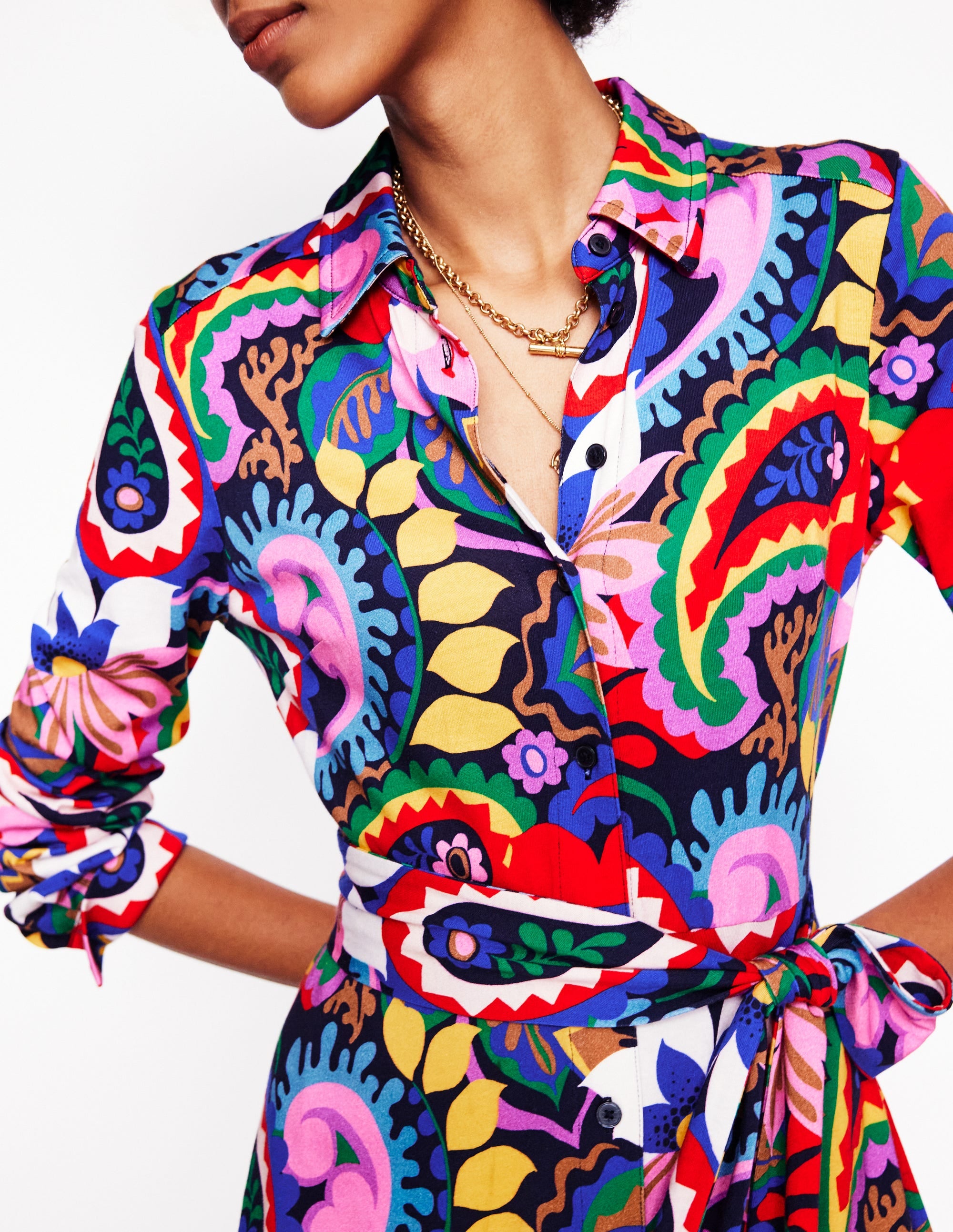  Marcia Jersey Midi Shirt Dress-Multi, Botanical Paisley、mySite、ashleygrahame