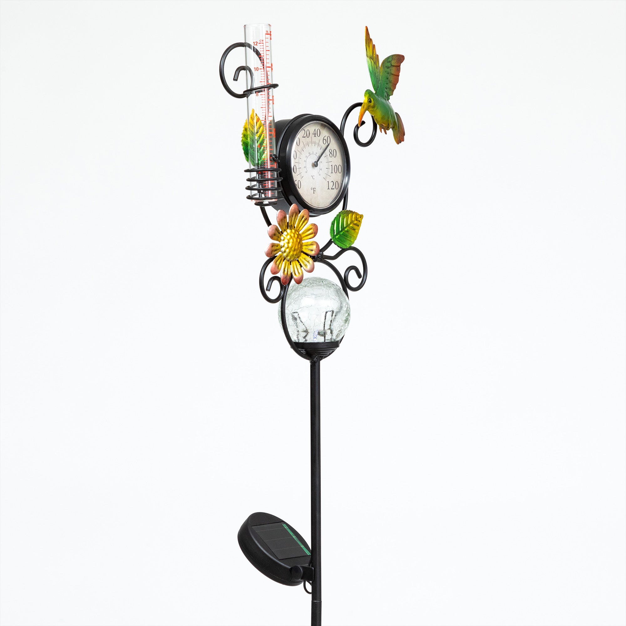 Harmony Rain Gauge Solar Thermometer Garden Stake、mySite、camillekostekn