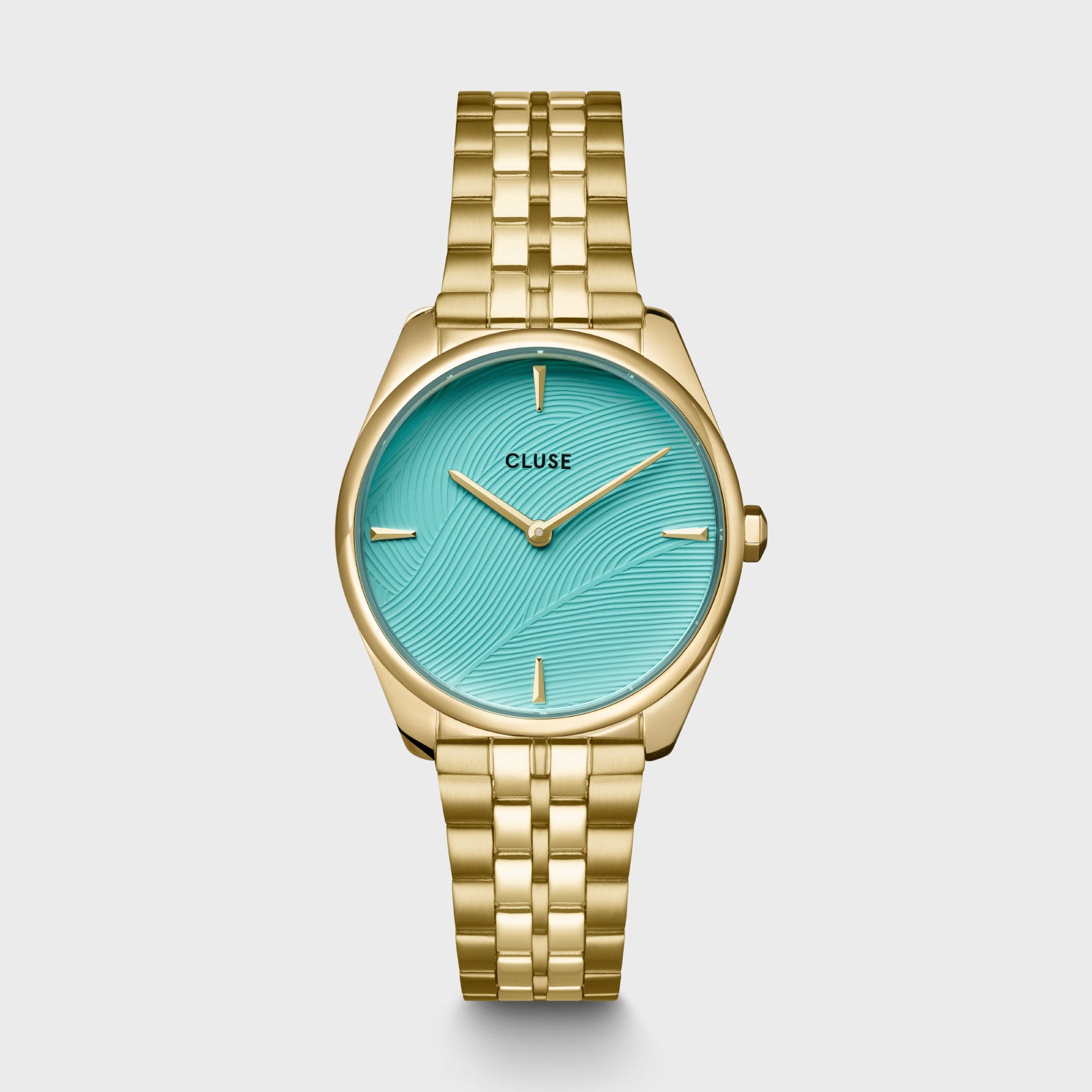 Féroce Petite Watch Steel, Leaf Texture Pool Blue, Gold Colour、mySite、botmansion