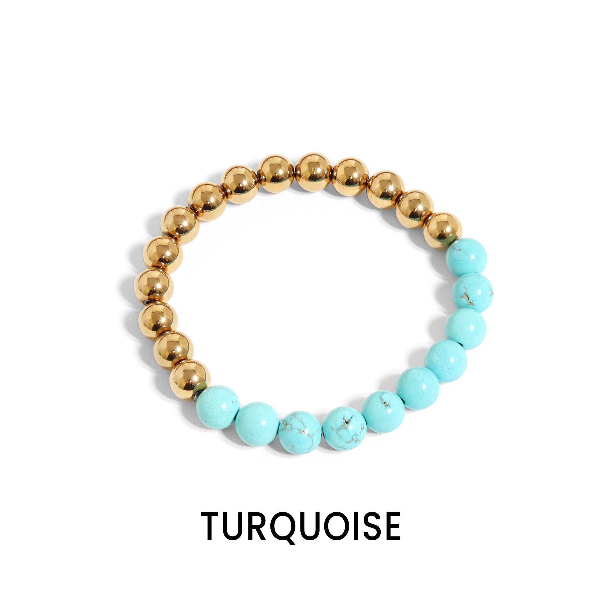 18K Gold PVD Stainless Steel Semi Precious Beaded Stretch Bracelets / SBB0355、mySite、dreamappss