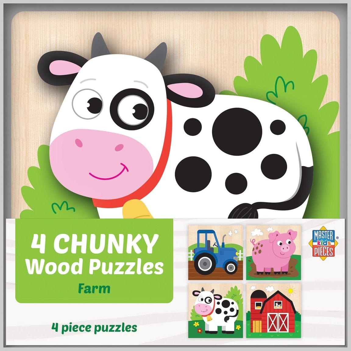 Chunky Wood Puzzles - Kids 4 Pack-Farm, Dinosaur & Garden Bugs、mySite、g9winljtr