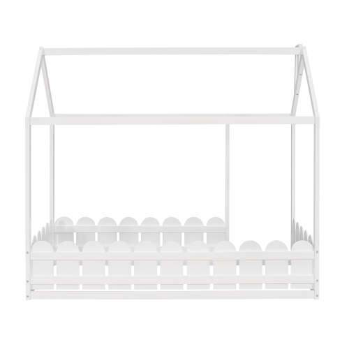 {Slats are not included}Twin Size Wood Bed House Bed Frame with Fence,for Kids,Teens, Girls,Boys {White}{OLD SKU:WF194274AAK}、、casual