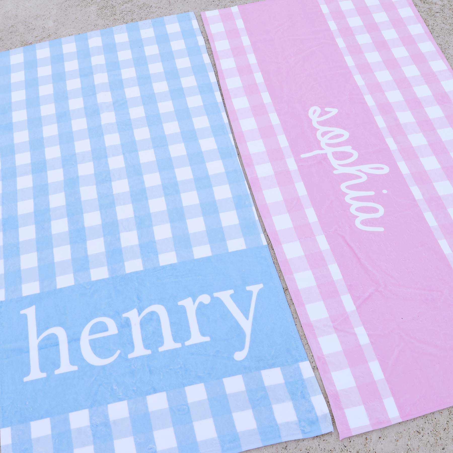  Blue Seersucker Personalized Kids Beach Towel、mySite、layawaytickets