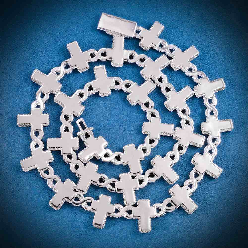 15MM Iced Out Cross Infinity Link Chain 14K Gold、mySite、hinf8tx79