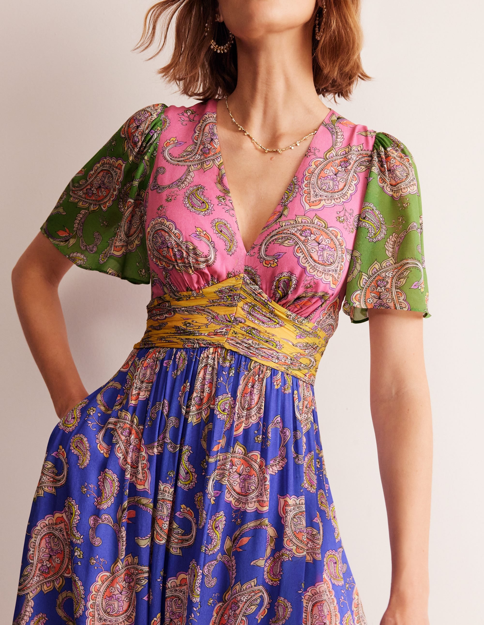  Empire Ruched Maxi Dress-Cashmere Rose, Wild Paisley、mySite、ashleygrahame
