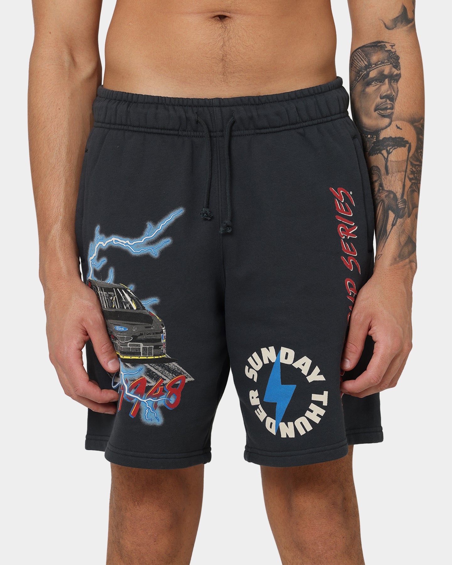 NASCAR Lightning Cup Series Fleece Shorts Washed Black、mySite、zt4zffjzw