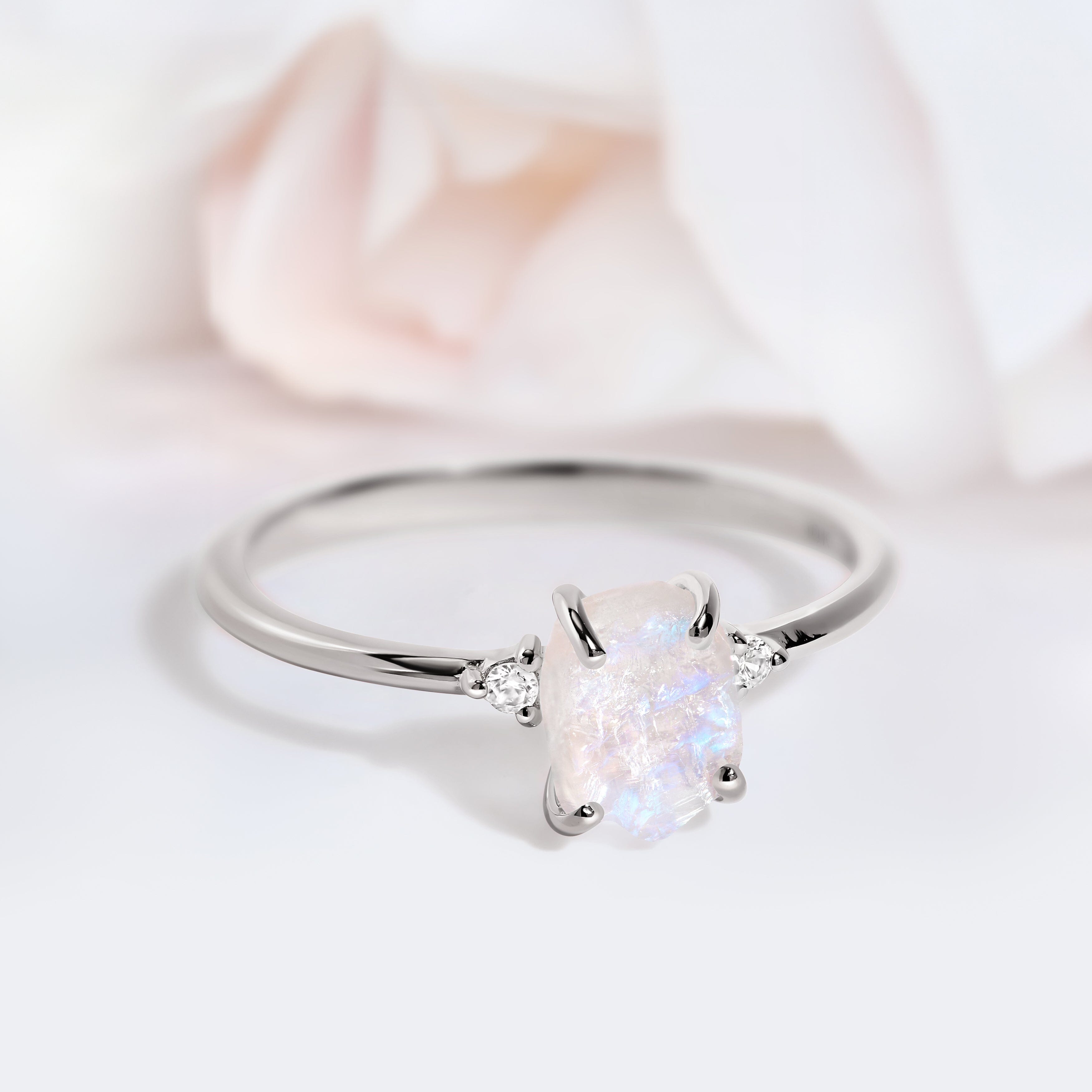 Moonstone Lab Diamond Ring - Petite Raw Allure、mySite、hinf8tx79