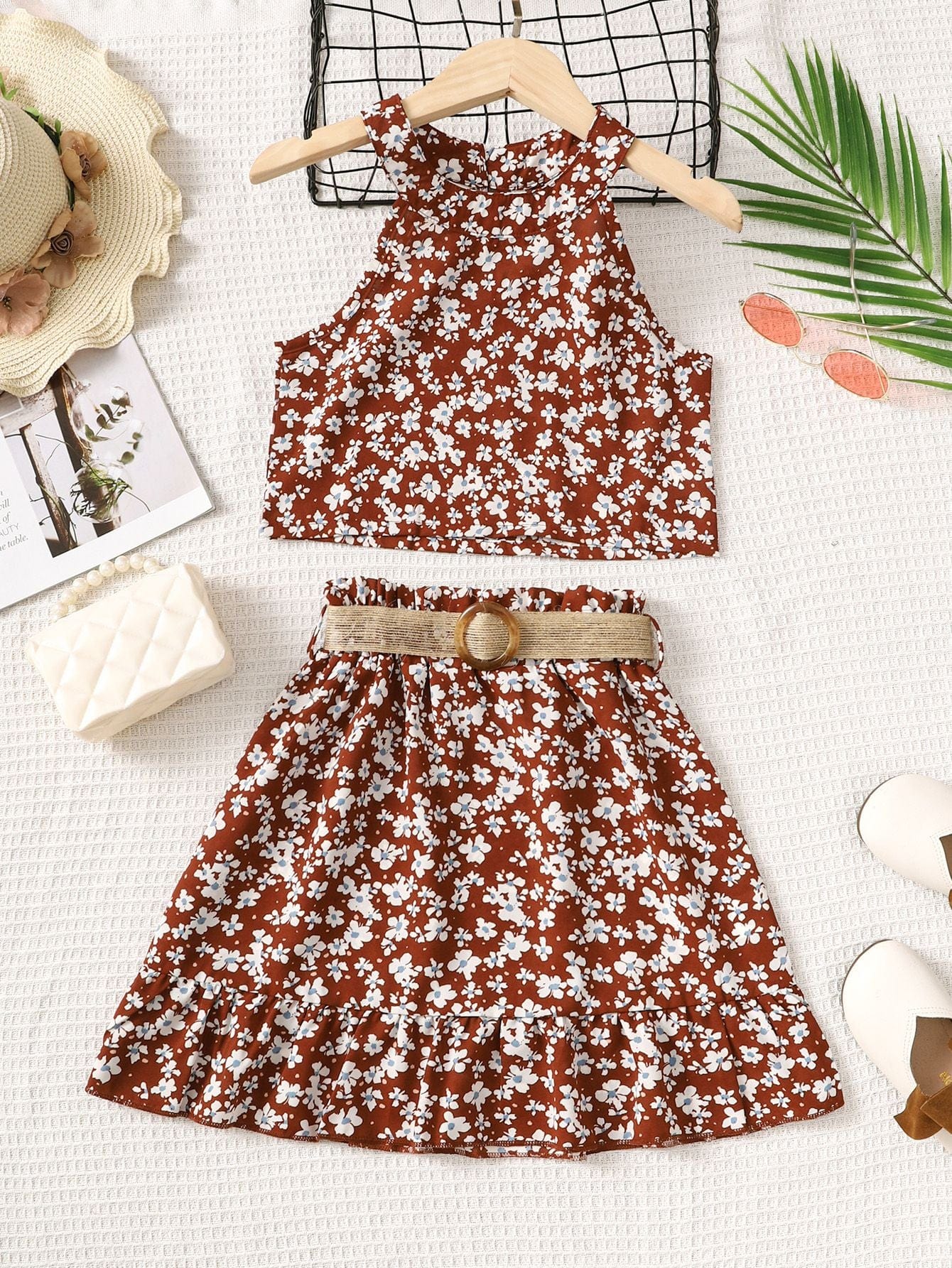 Floral Tank and Ruffle Hem Skirt Set、mySite、g9winljtr