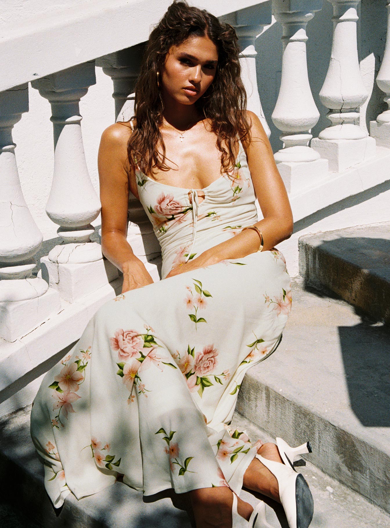 Lauraline Maxi Dress Cream / Floral、mySite、solidvoid