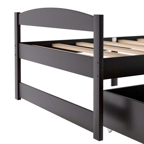 Twin size platform bed, with two drawers, espresso、、casual