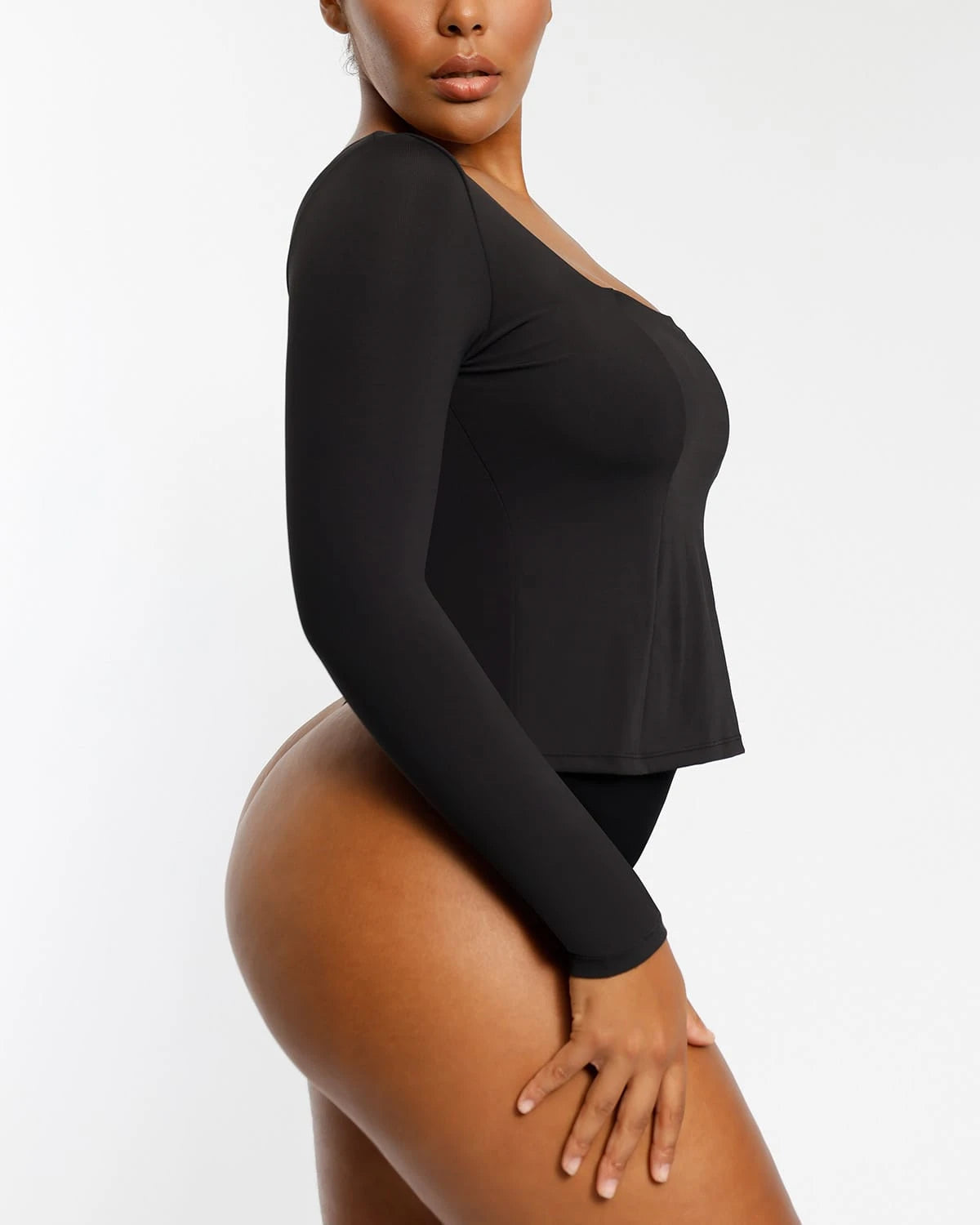 Built-In Shapewear 2-In-1 Scoop Long Sleeve Sculpt Top、mySite、bengalsvssteelers
