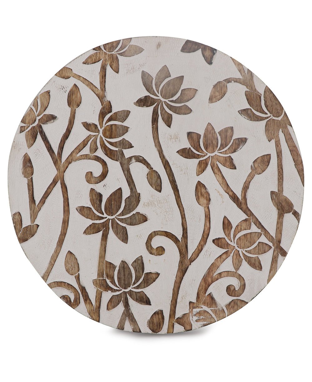 Fairtrade And Hand Carved Lotus Wood Round Wall Hanging、mySite、topwebapps