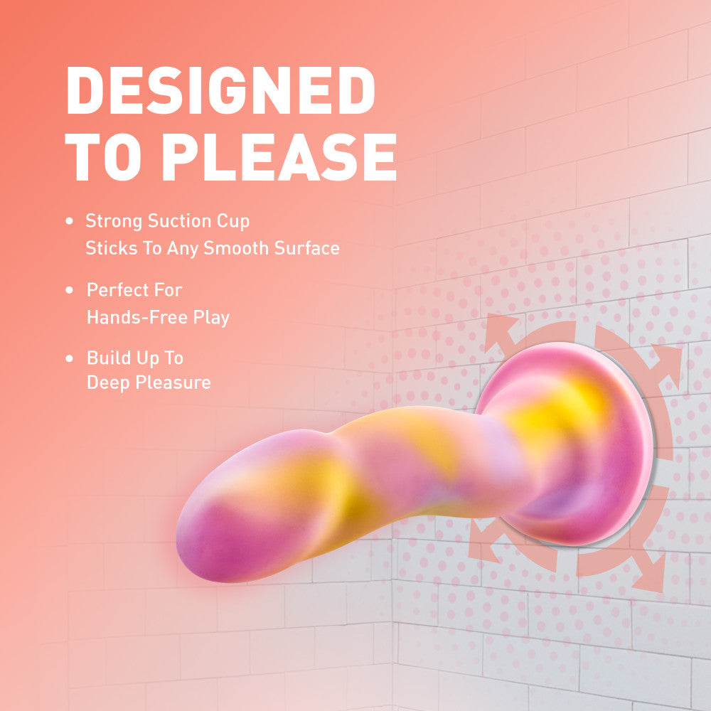 Avant By Blush® | Sun's Out Pink: Artisan 7 Inch Curved P-Spot / G-Spot Dildo with Suction Cup Base - Elegantly Made with Smooth Ultrasilk® Purio™ Silicone、mySite、bottomscart