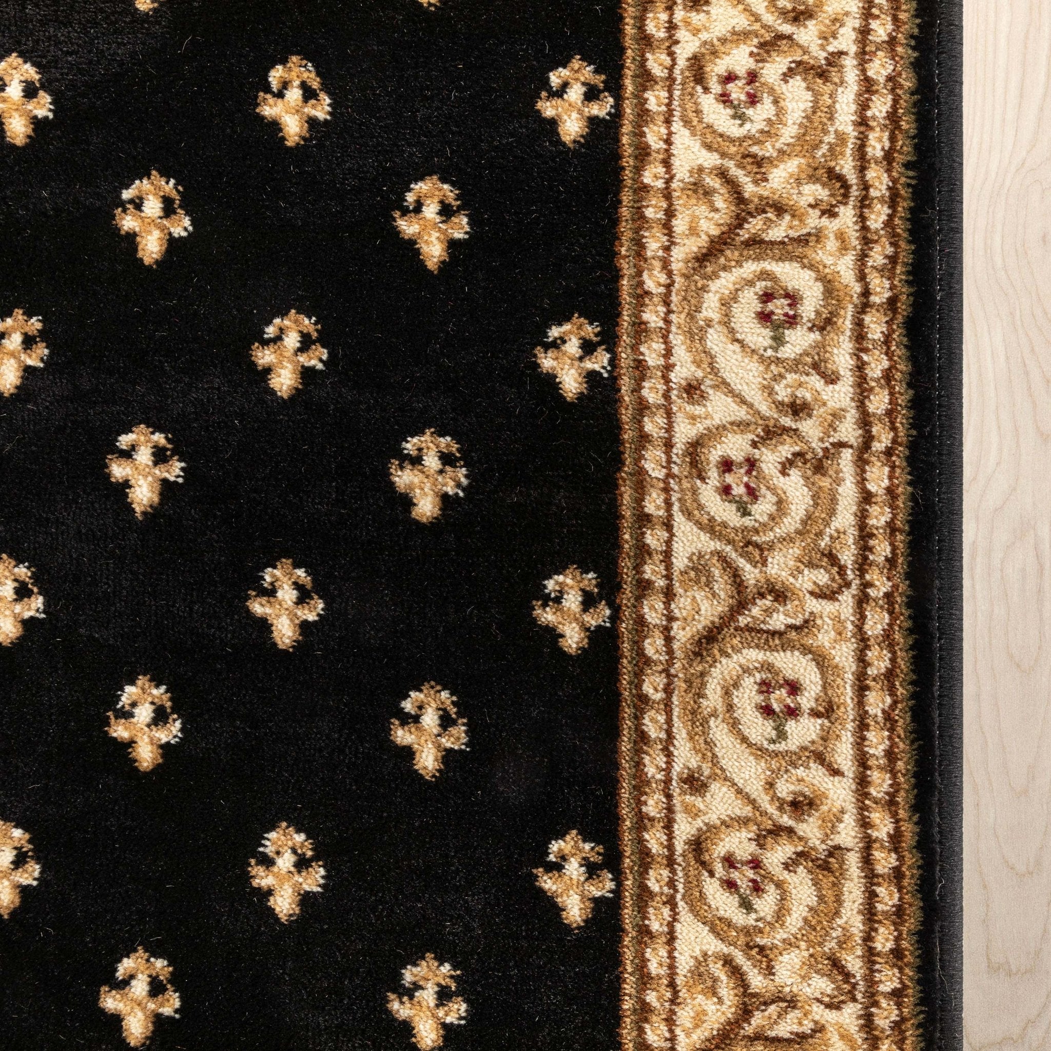 Custom Size Hallway & Stair Runner Fleur de Lis Traditional Black 27 Inch Wide x Choose Your Custom Length Runner Rug、mySite、gigharbornorthrealestate