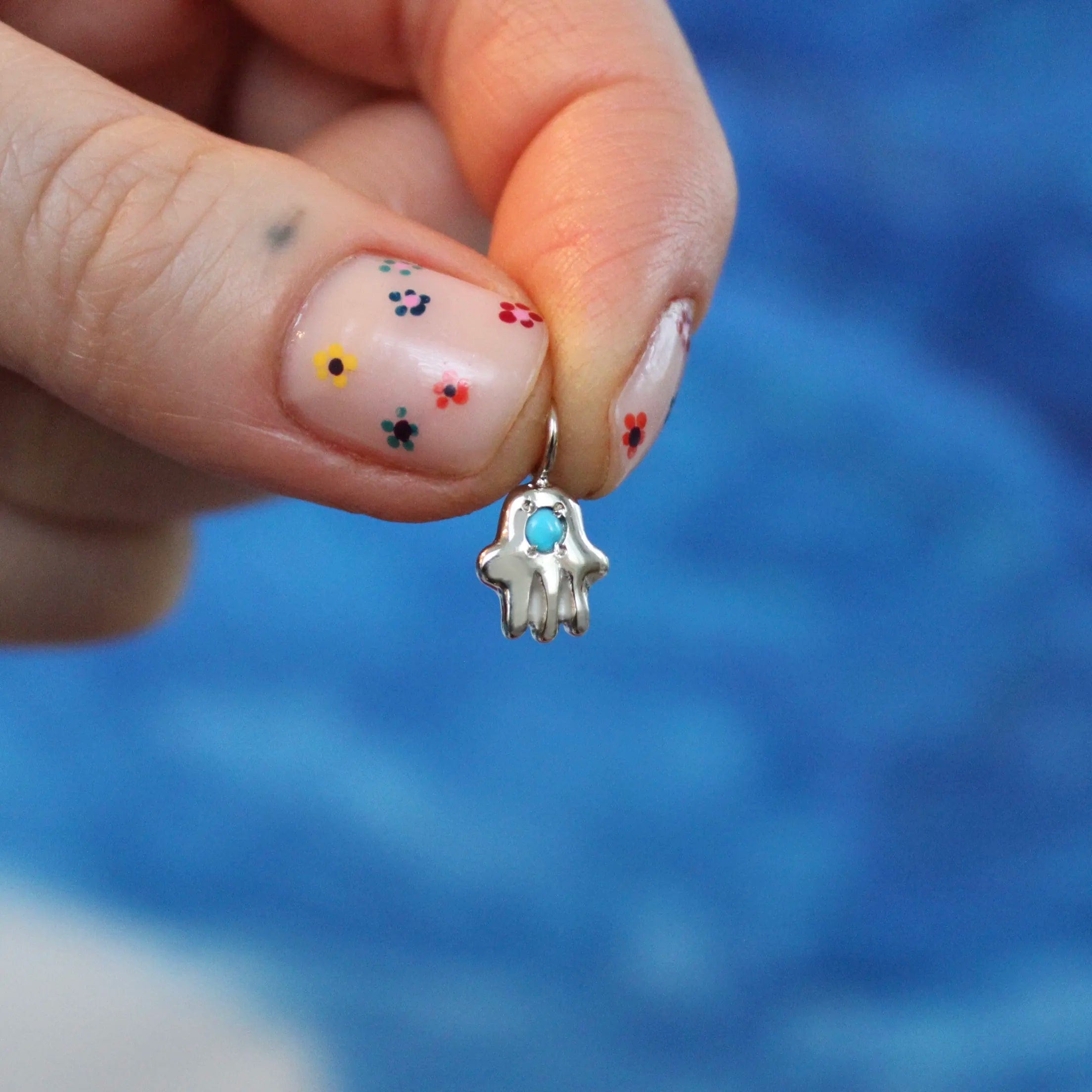 Custom Stone Hamsa Charm by Elisa Solomon - 14k Yellow, Rose or White Gold、mySite、topwebapps