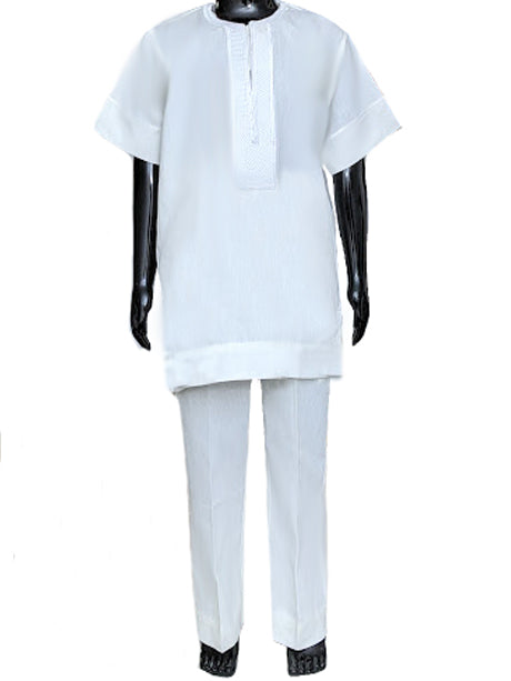 All-White Embroidered African Dashiki With Pants-DPC3949、mySite、solidvoid
