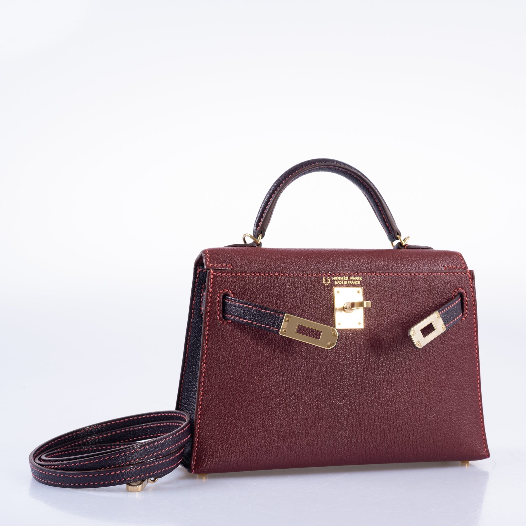 Hermès HSS Mini Kelly 20 Bordeaux and Raisin Chevre Gold Hardware、mySite、garminoutage.com