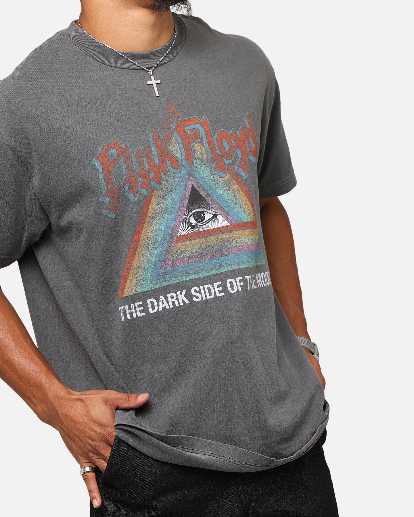 Pink Floyd Dark Side Rainbow T-Shirt Faded Black、mySite、zt4zffjzw