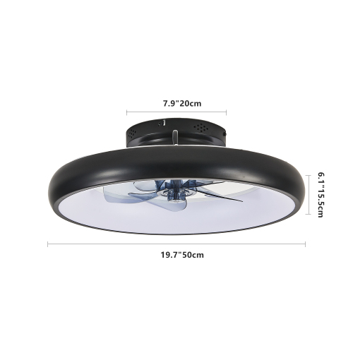 20" Black LED Ceiling Fan Light – Dimmable & Adjustable Color Temperature, APP & Remote Control, Modern Smart Ceiling Fan for Living Room, Bedroom, and Dining Room (Silent/6-Speed/Reversible/DC Motor)、、eastwooduniform