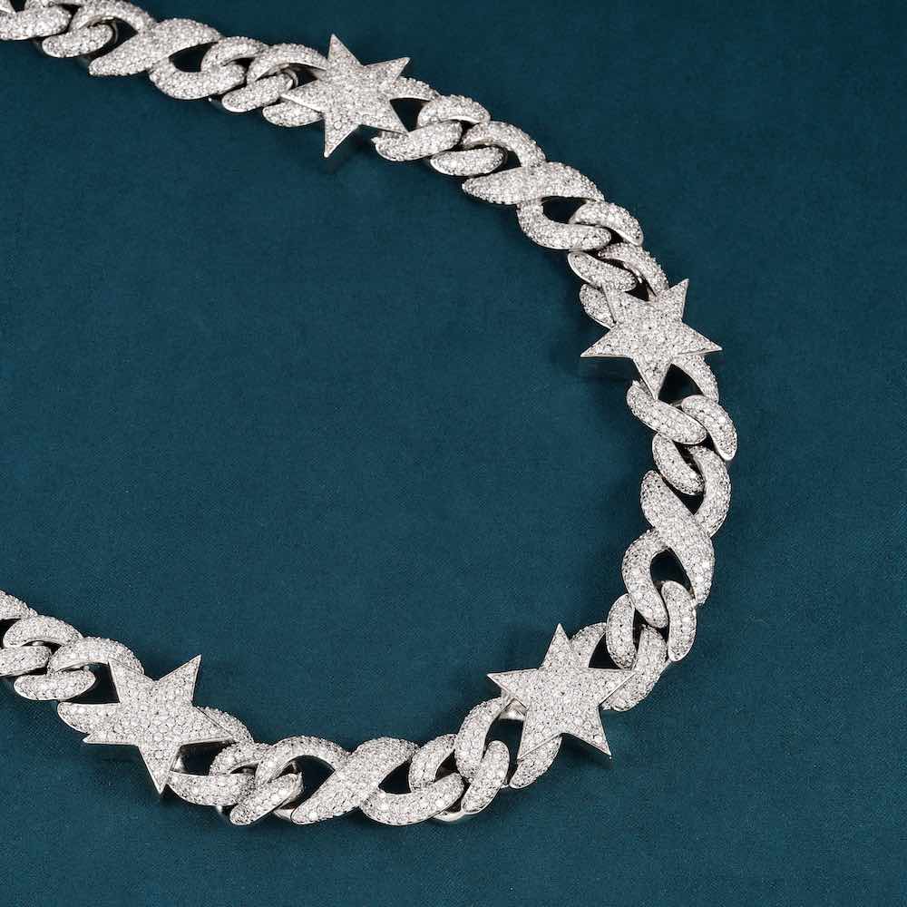 15MM Moissanite Infinity Star Link Chain 14K Gold、mySite、hinf8tx79