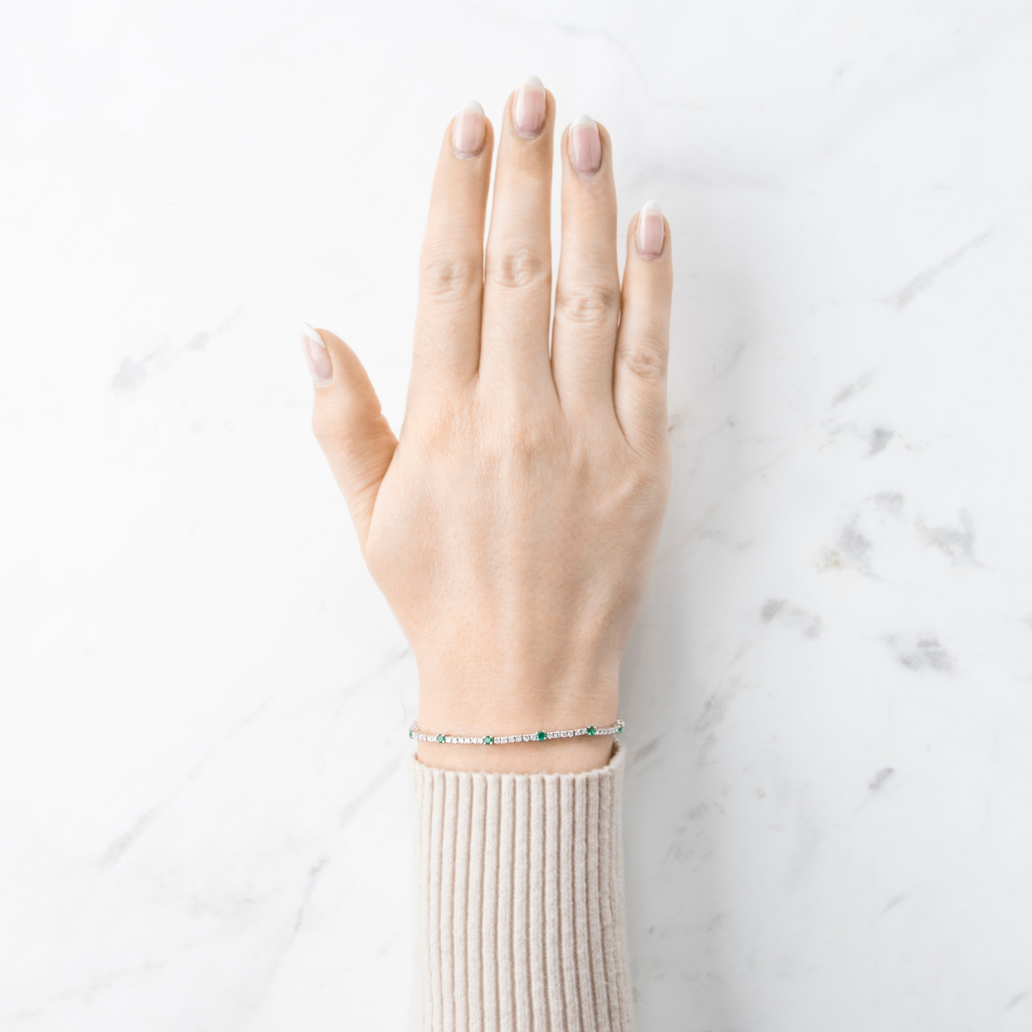 Vintage 14k White Gold .936cttw Diamond Emerald Delicate Line Bracelet 7、mySite、hinf8tx79