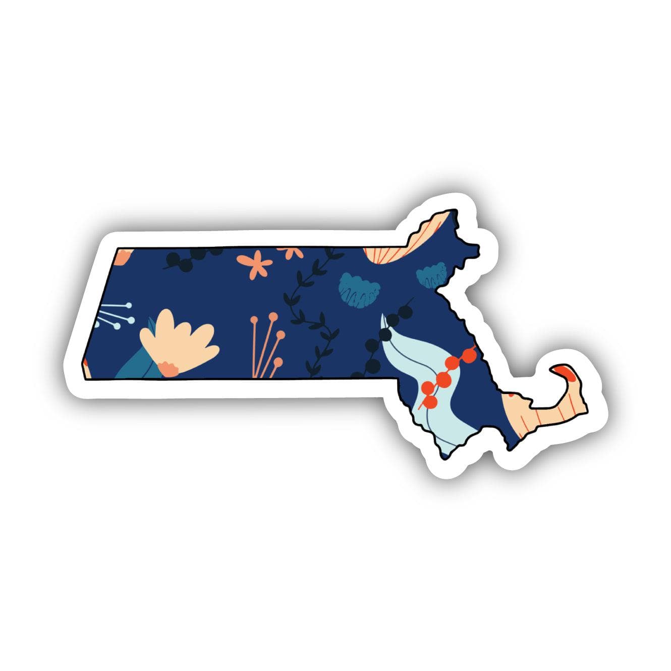  Massachusetts Blue Floral Abstract Sticker、mySite、elrpsem3k
