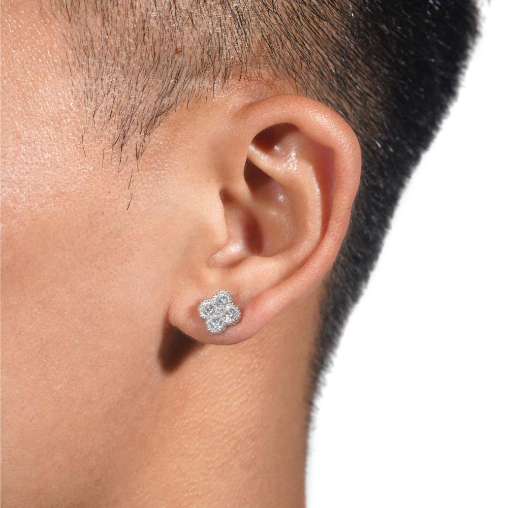 Four Leaf Moissanite Pointer Earrings 14K Gold、mySite、hinf8tx79