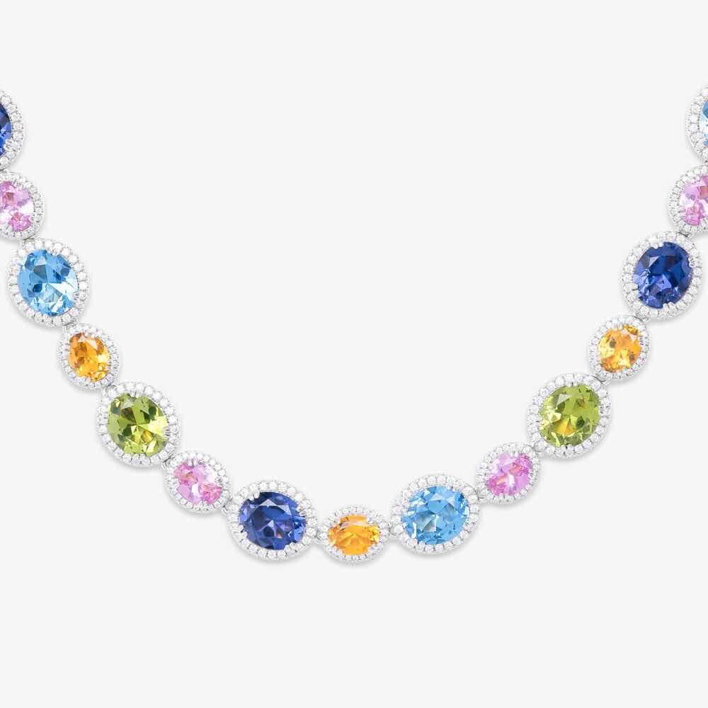 Multi Gemstone Oval Cut Moissanite Chain、mySite、hinf8tx79