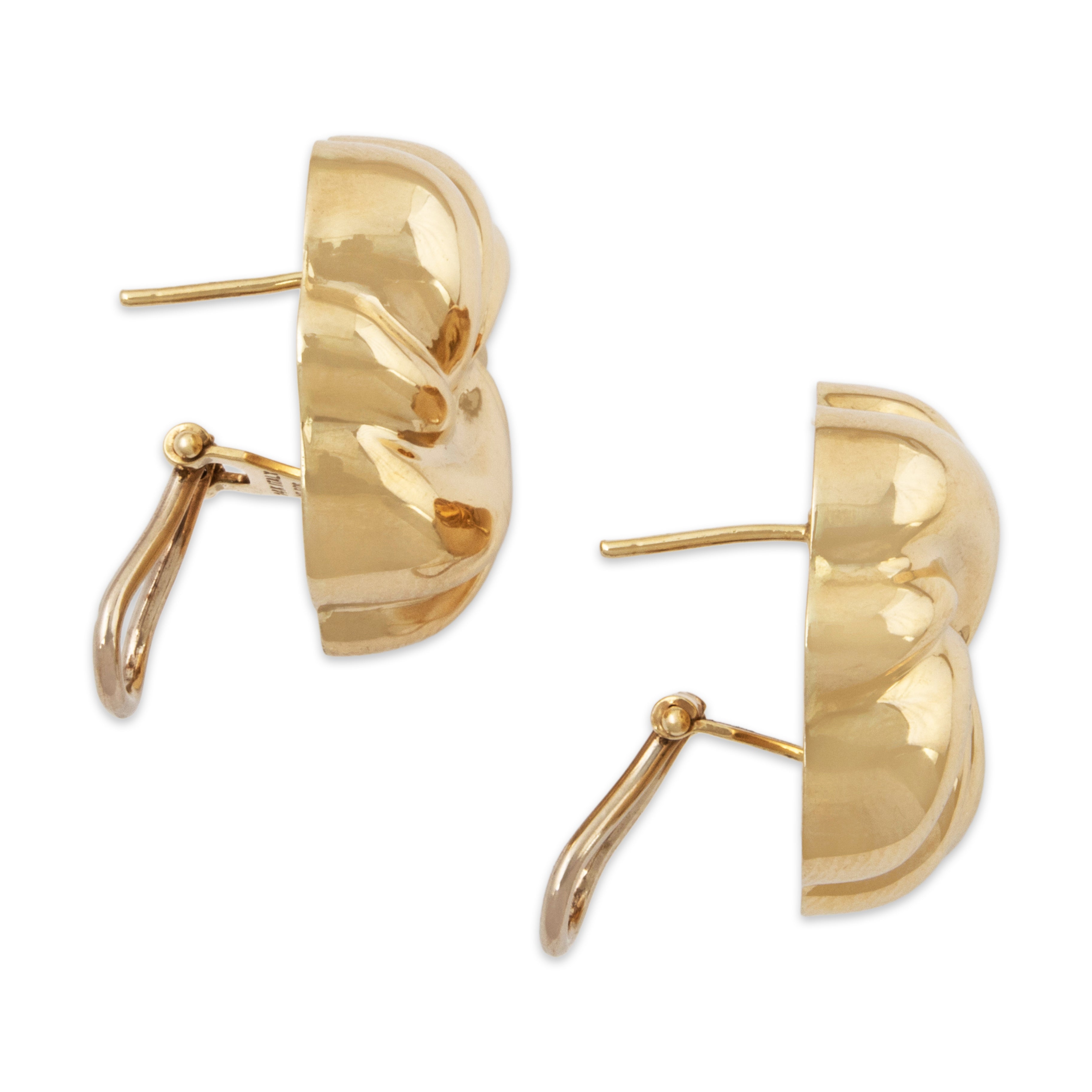 Vintage Italian Large 14k Yellow Gold Chunky Swirls Omega Back Earrings、mySite、hinf8tx79