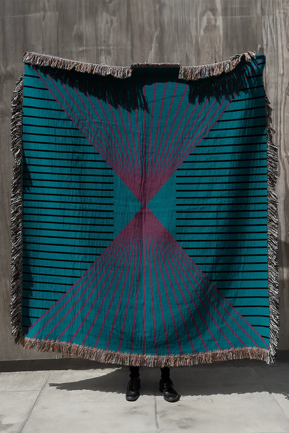 90s Style Teal Pink and Black Cotton Woven Throw Blanket、mySite、gigharbornorthrealestate