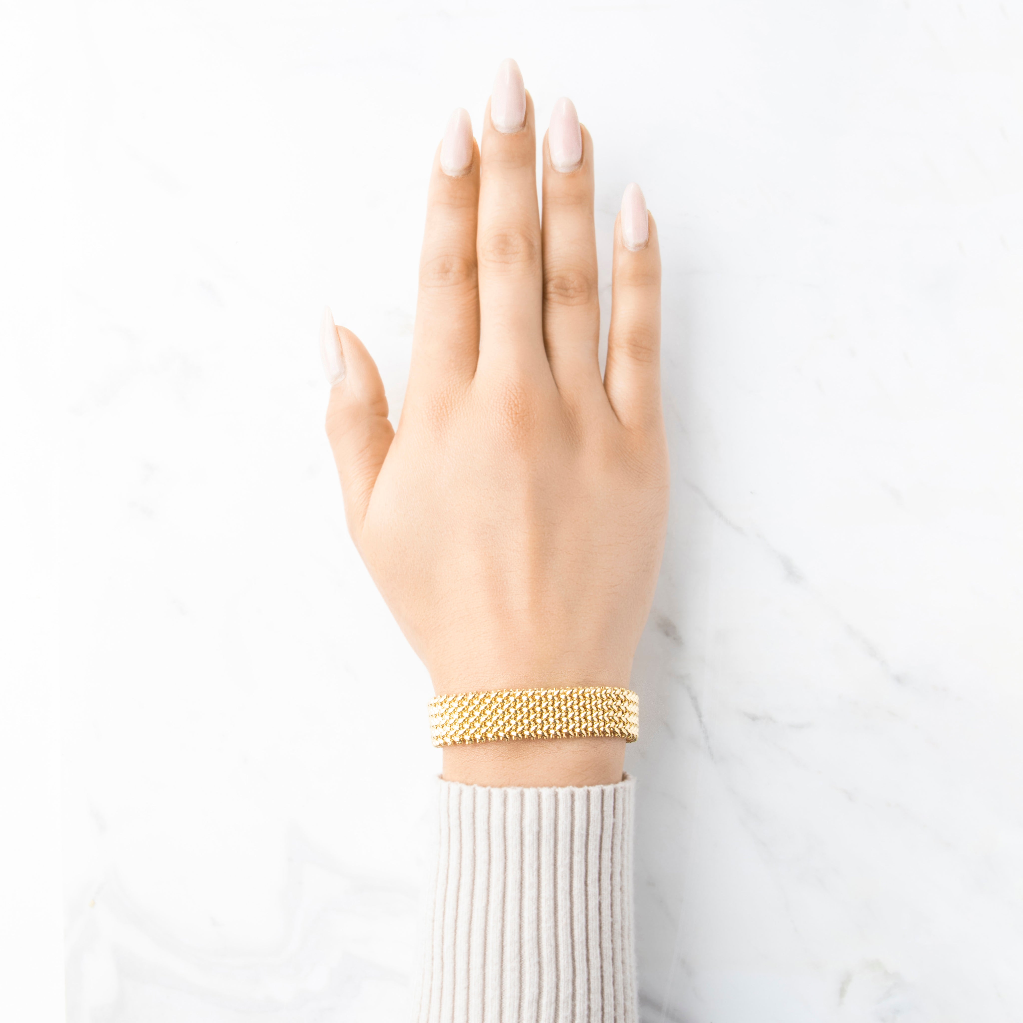 Vintage Heavy Italian 18k Yellow Gold Sinuous Woven Link Bracelet 7、mySite、hinf8tx79