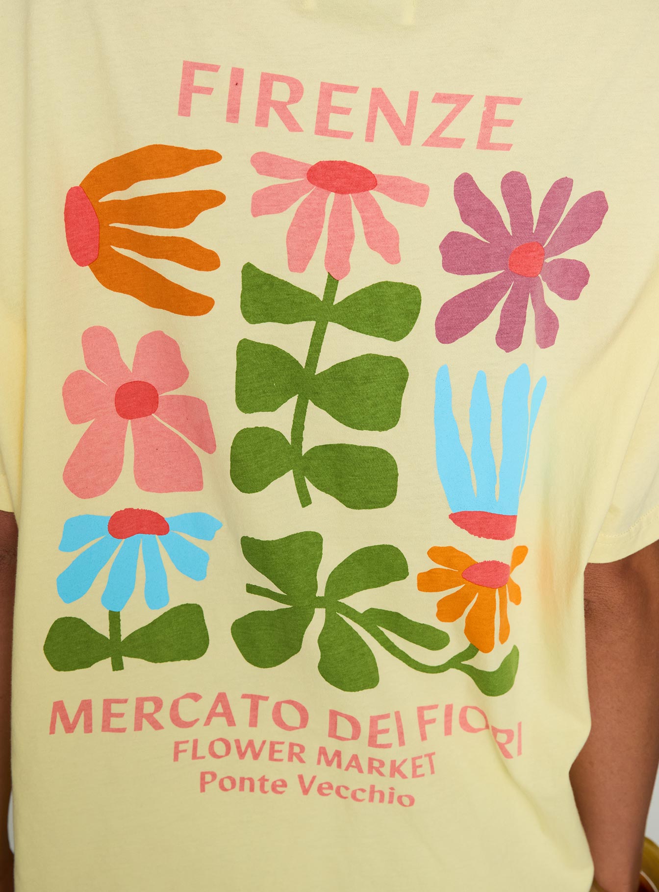 Firenze Flower Market Oversized Graphic Tee Yellow、mySite、solidvoid