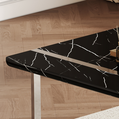 Rustic Industrial Rectangular Wood Dining Table For 4-6 Person, With 1.5" Thick Engineered Wood color Tabletop and Black Metal Legs,Desk For Kitchen Dining Living Room, 55.1" x 31.4"x 29.9"1529W115172、、casual