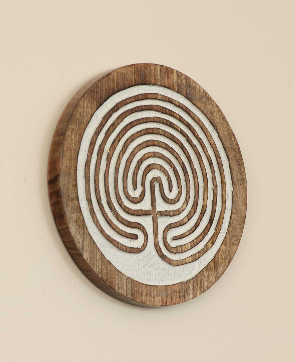 Fairtrade Seven Circle Wood Meditation Labyrinth Trivet and Wall Hanging、mySite、topwebapps