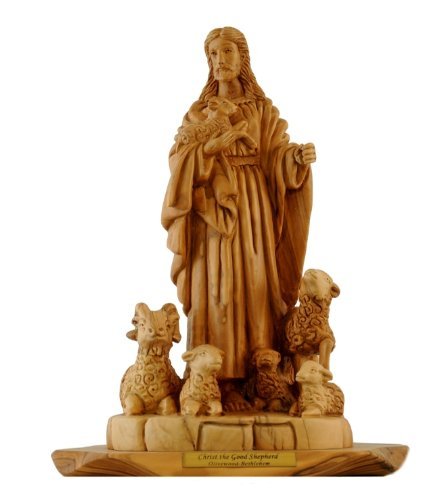 Christ The Good Shepherd Olive Wood Statue - Museum Quality (28x22cm or 11.2 inches high)、mySite、topwebapps