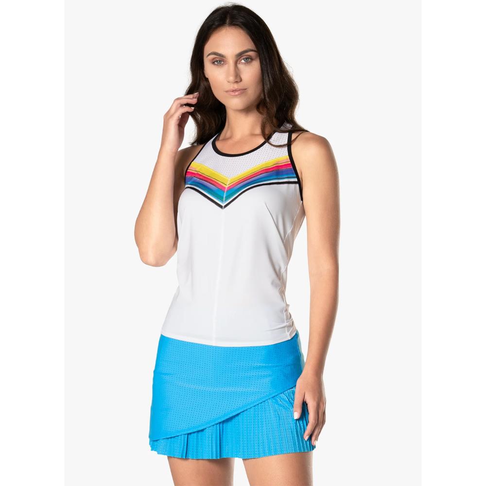 Lucky In Love Women's Off Tropic Tie Back Tank - White、mySite、neckold