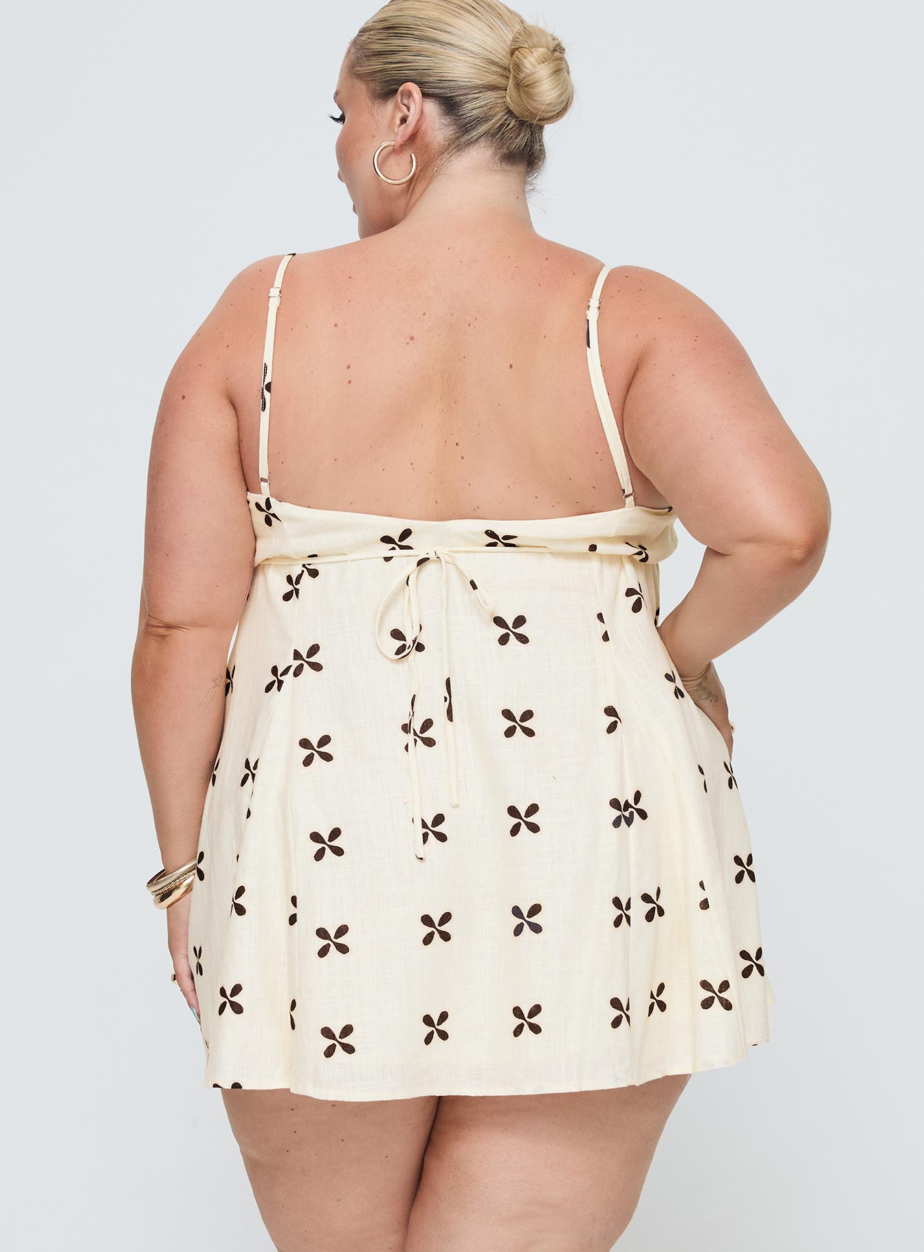 Elian Linen Blend Mini Dress Cream / Multi Curve、mySite、solidvoid