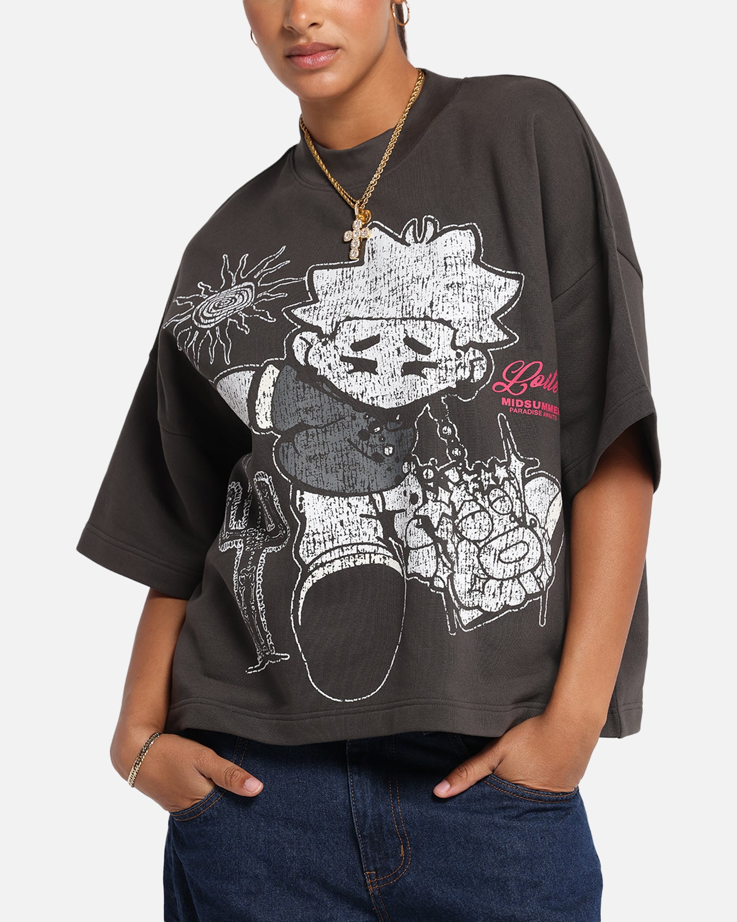 Loiter Palm Spring Box T-Shirt Charcoal、mySite、zt4zffjzw