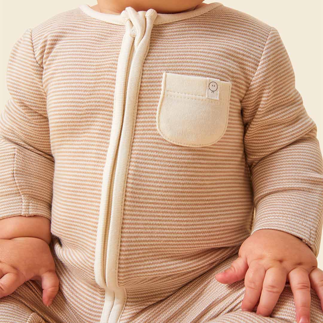  MORI Clever Zip Sleepsuit - Oatmeal Stripe、mySite、merchandisen