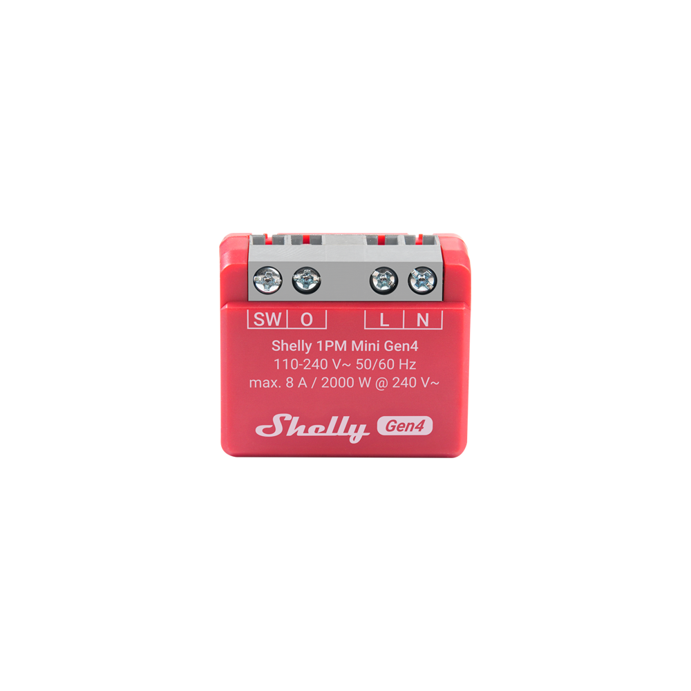 Shelly 1PM Gen4 Mini - Módulo para Interruptor 1 botão ou Portão de Garagem 8A WiFi/BT/Zigbee、mySite、fannypackpong