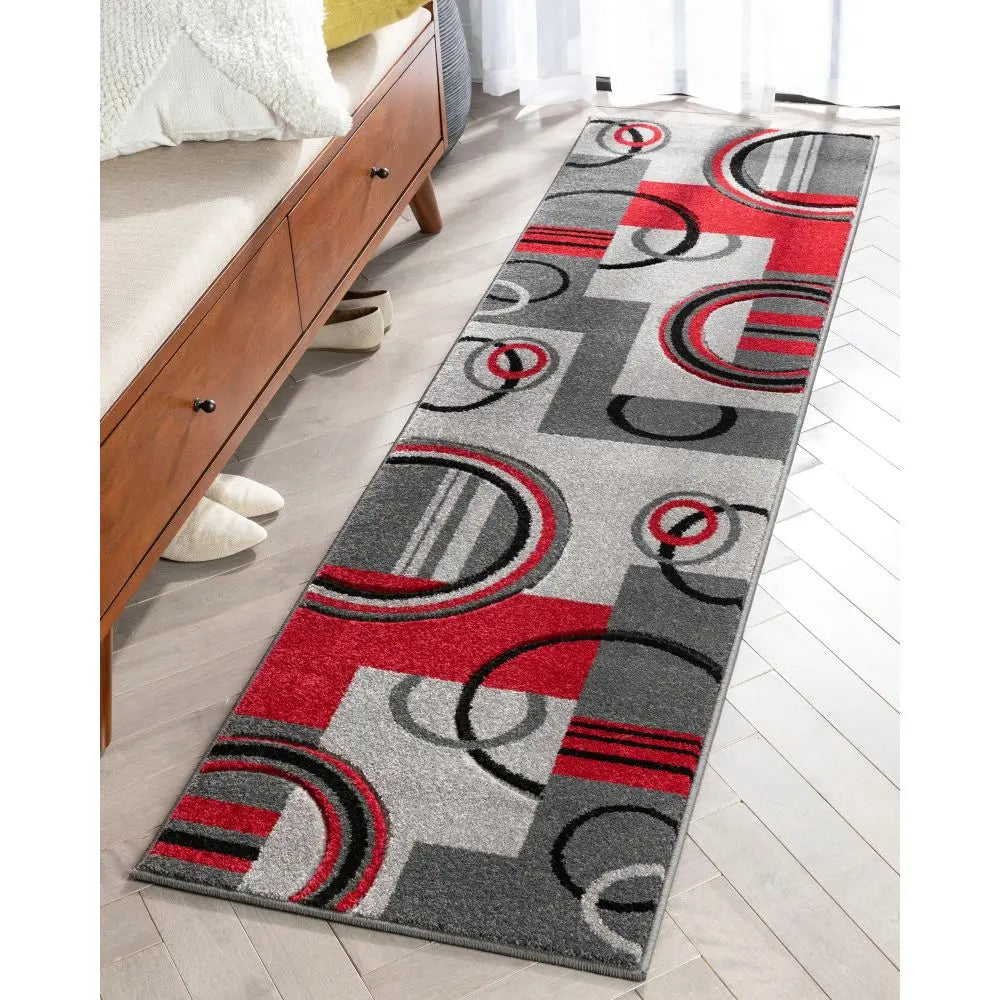 Galaxy Waves Grey Red Modern Geometric Rug、mySite、gigharbornorthrealestate