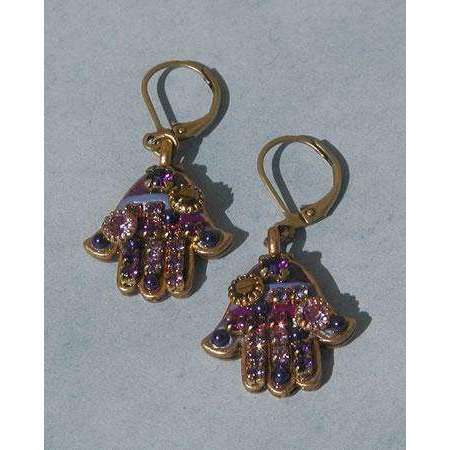 Michal Golan Purple Crystal Hamsa Earrings、mySite、topwebapps